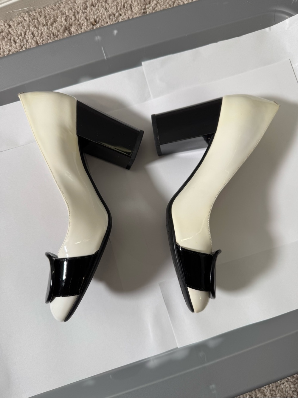 Michael Kors Black & White Patent Leather with Black Accent Buckle / Black Heel - Picture 12 of 16